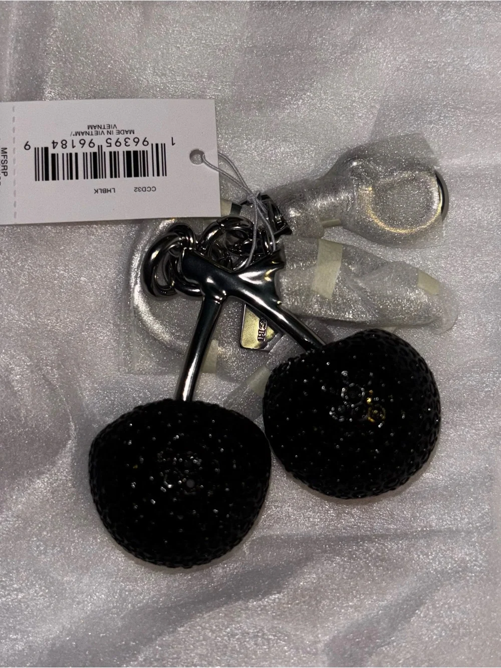 Coach Cherry KeyFob Black Silver New